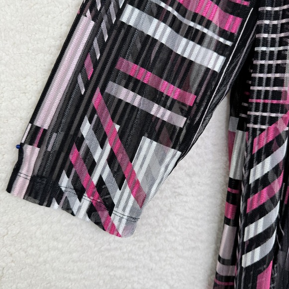 Kasper Cardigan Womens 2X Geometric Mesh Open Front Sheer Jacket Lightweight Lay - Picture 4 of 11